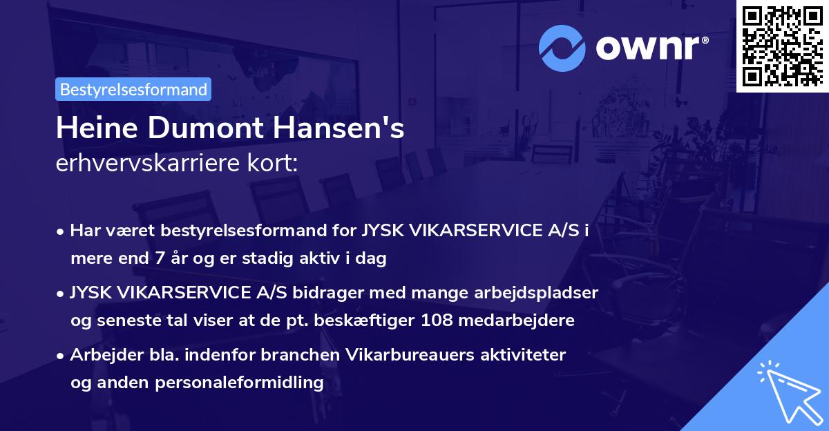 Heine Dumont Hansen's erhvervskarriere kort