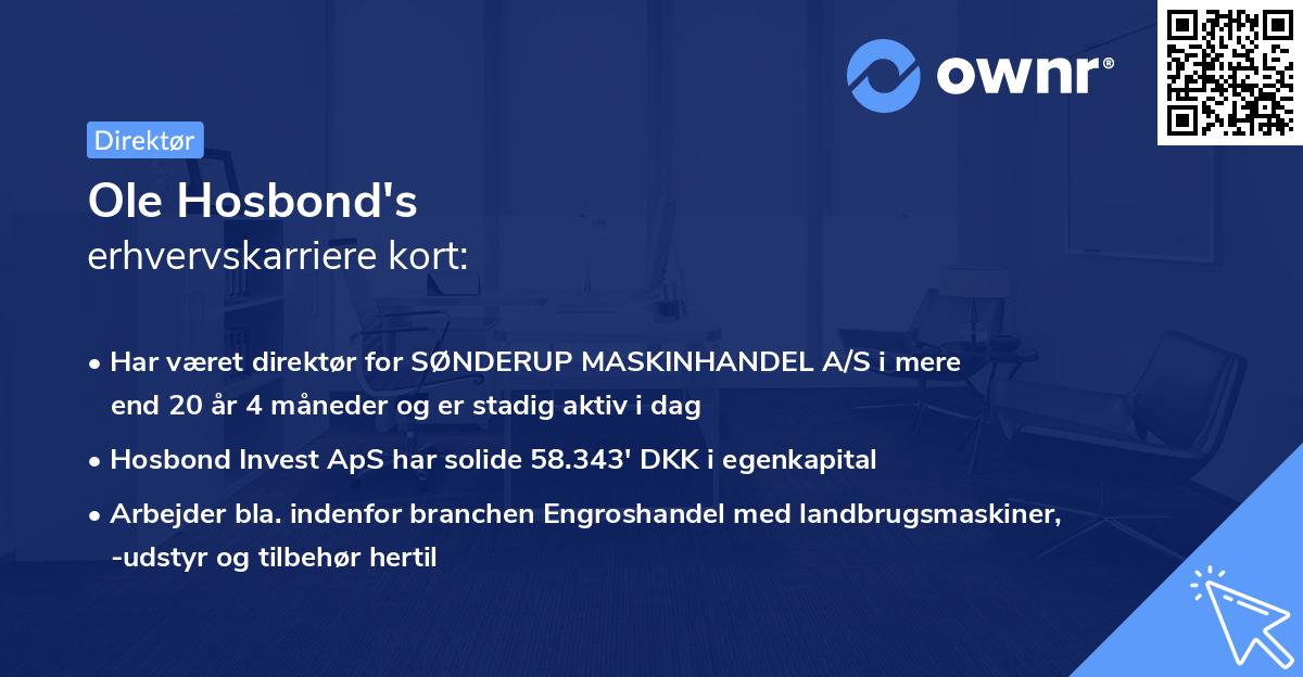Ole Hosbond's erhvervskarriere kort