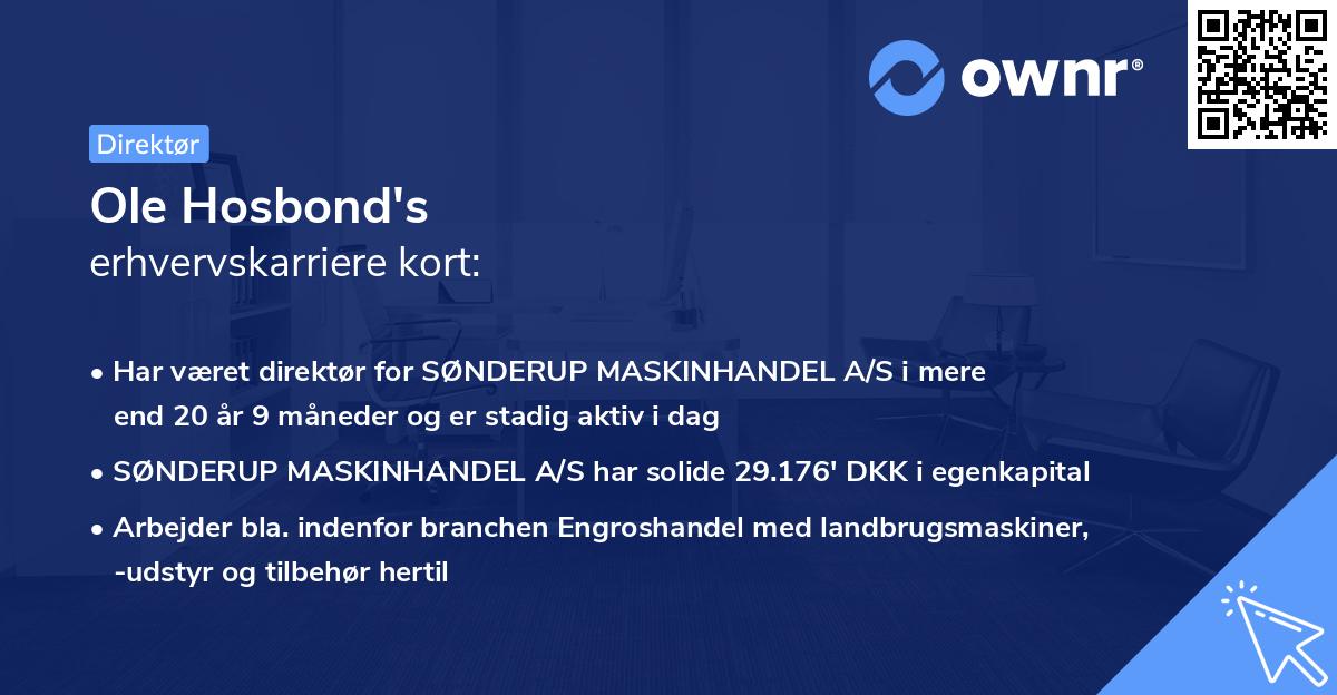 Ole Hosbond's erhvervskarriere kort