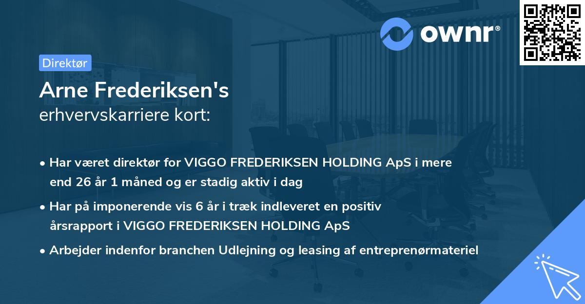 Arne Frederiksen's erhvervskarriere kort