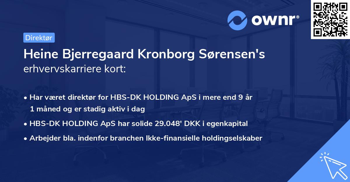 Heine Bjerregaard Kronborg Sørensen's erhvervskarriere kort