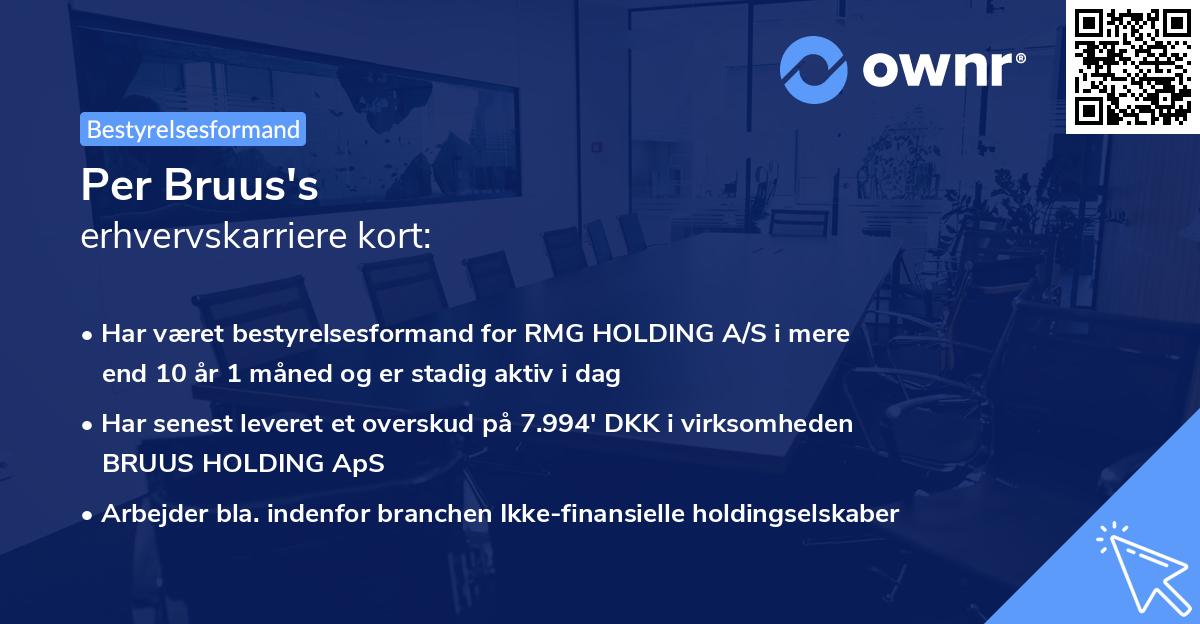 Per Bruus's erhvervskarriere kort
