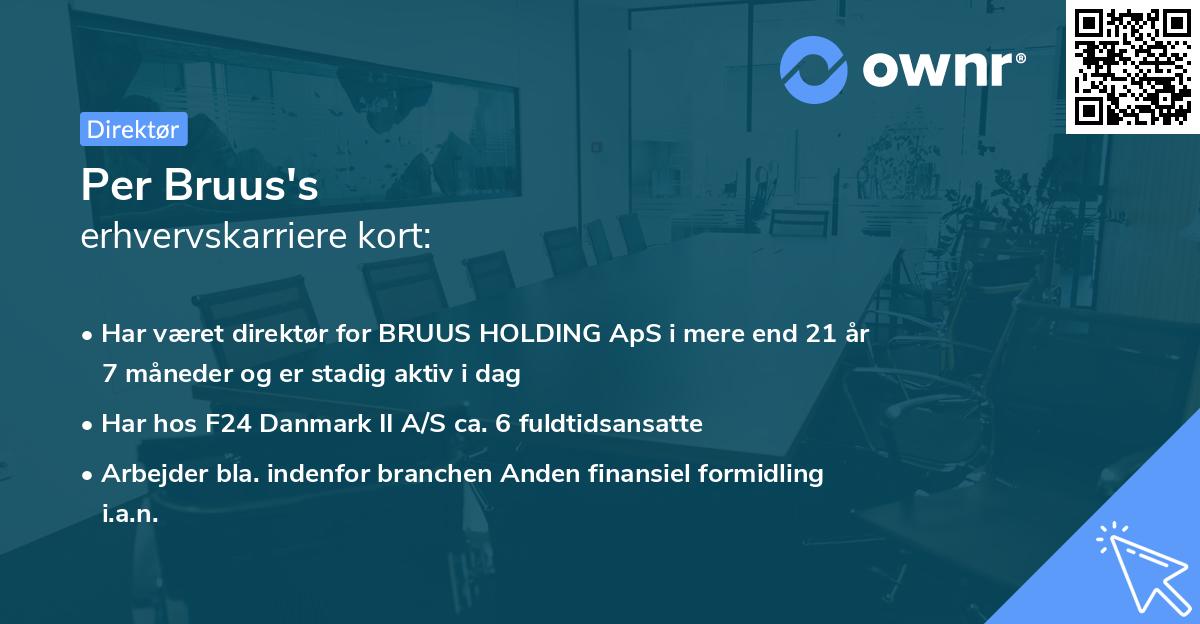 Per Bruus's erhvervskarriere kort