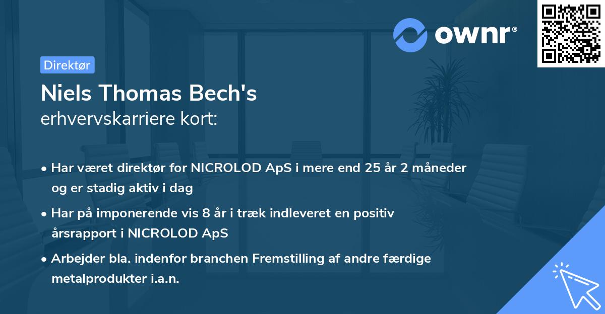 Niels Thomas Bech's erhvervskarriere kort