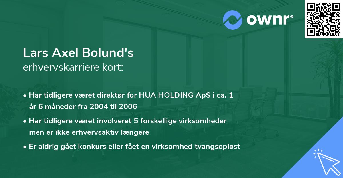 Lars Axel Bolund's erhvervskarriere kort