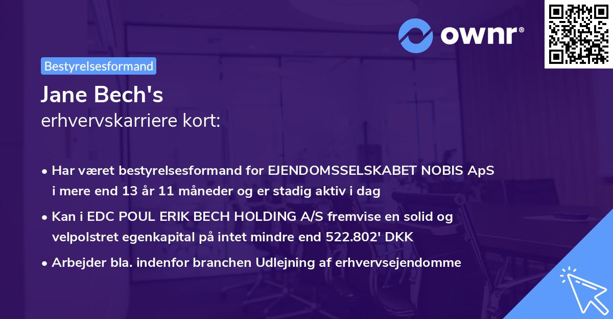 Jane Bech's erhvervskarriere kort