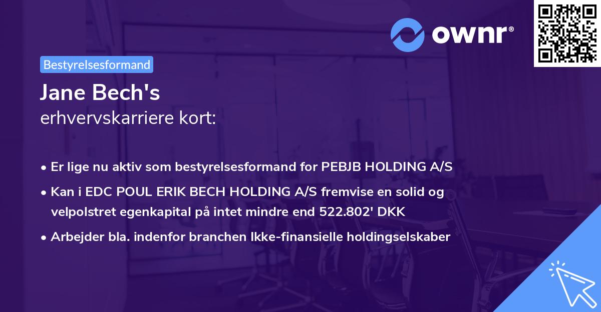 Jane Bech's erhvervskarriere kort