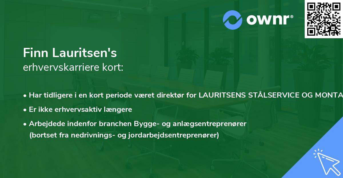 Finn Lauritsen's erhvervskarriere kort