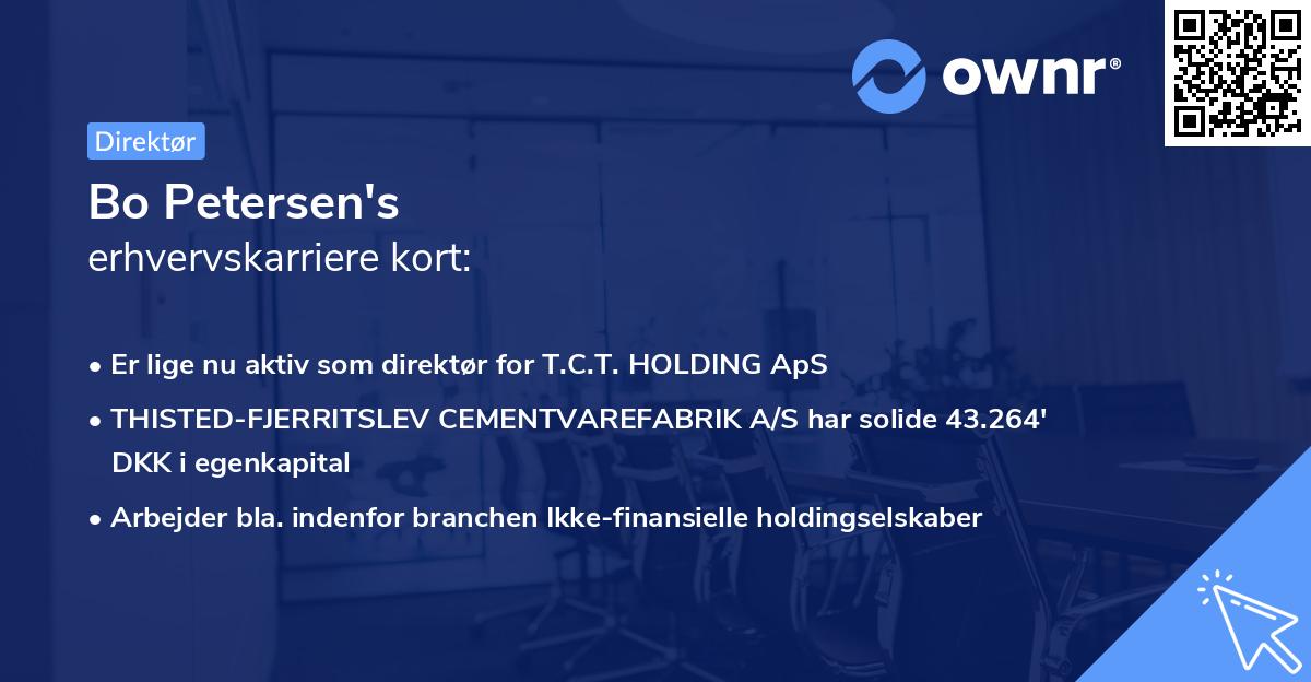 Bo Petersen's erhvervskarriere kort
