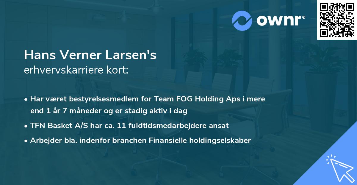 Hans Verner Larsen's erhvervskarriere kort