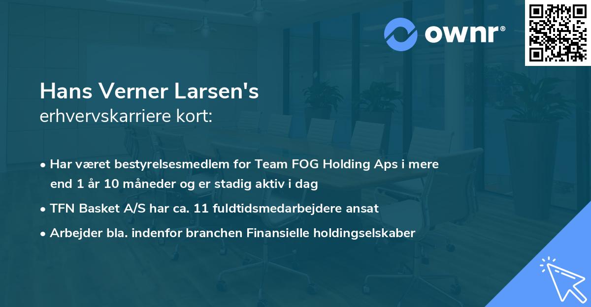 Hans Verner Larsen's erhvervskarriere kort
