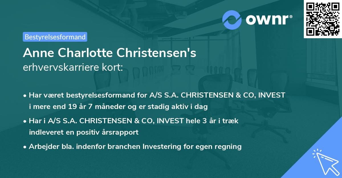 Anne Charlotte Christensen's erhvervskarriere kort