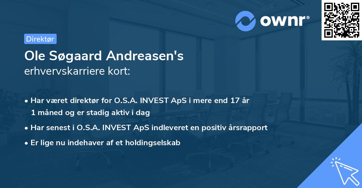 Ole Søgaard Andreasen's erhvervskarriere kort