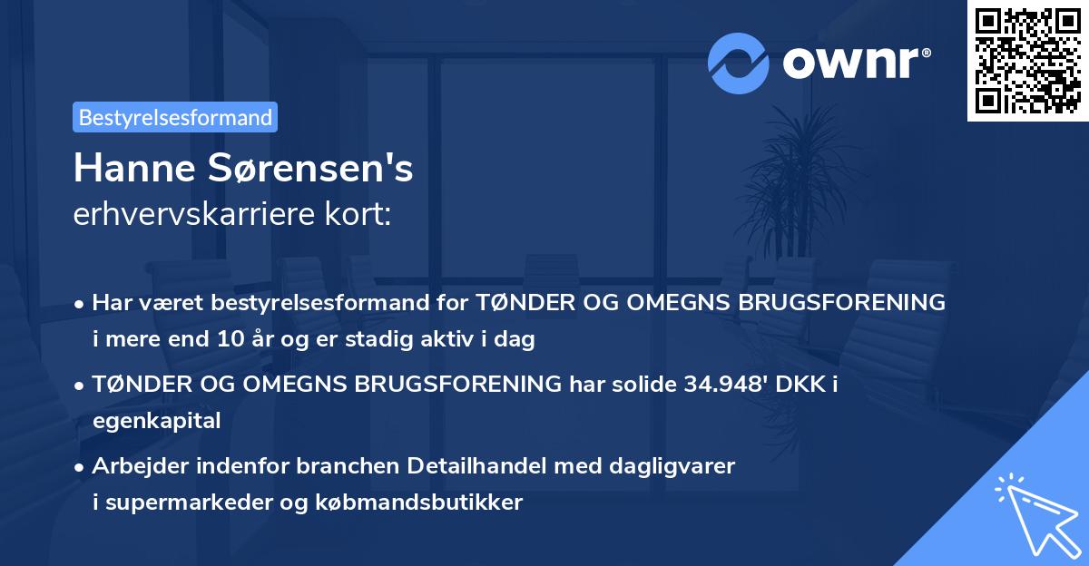 Hanne Sørensen's erhvervskarriere kort
