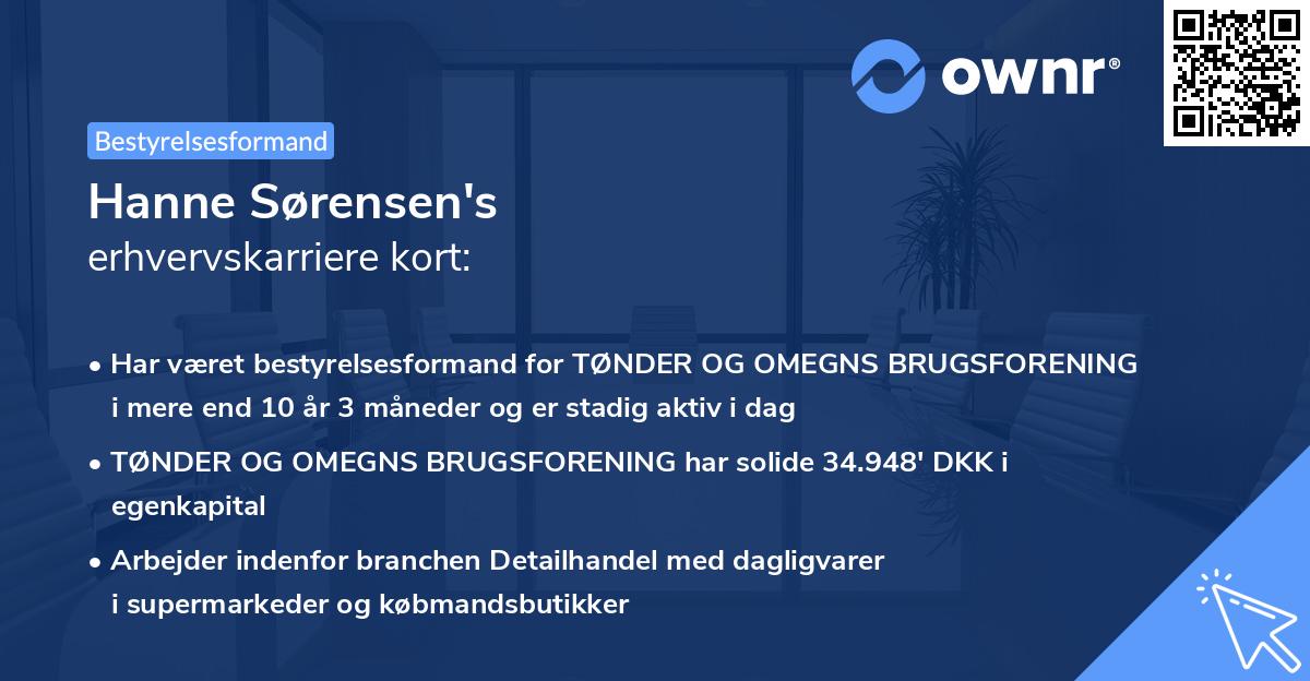 Hanne Sørensen's erhvervskarriere kort