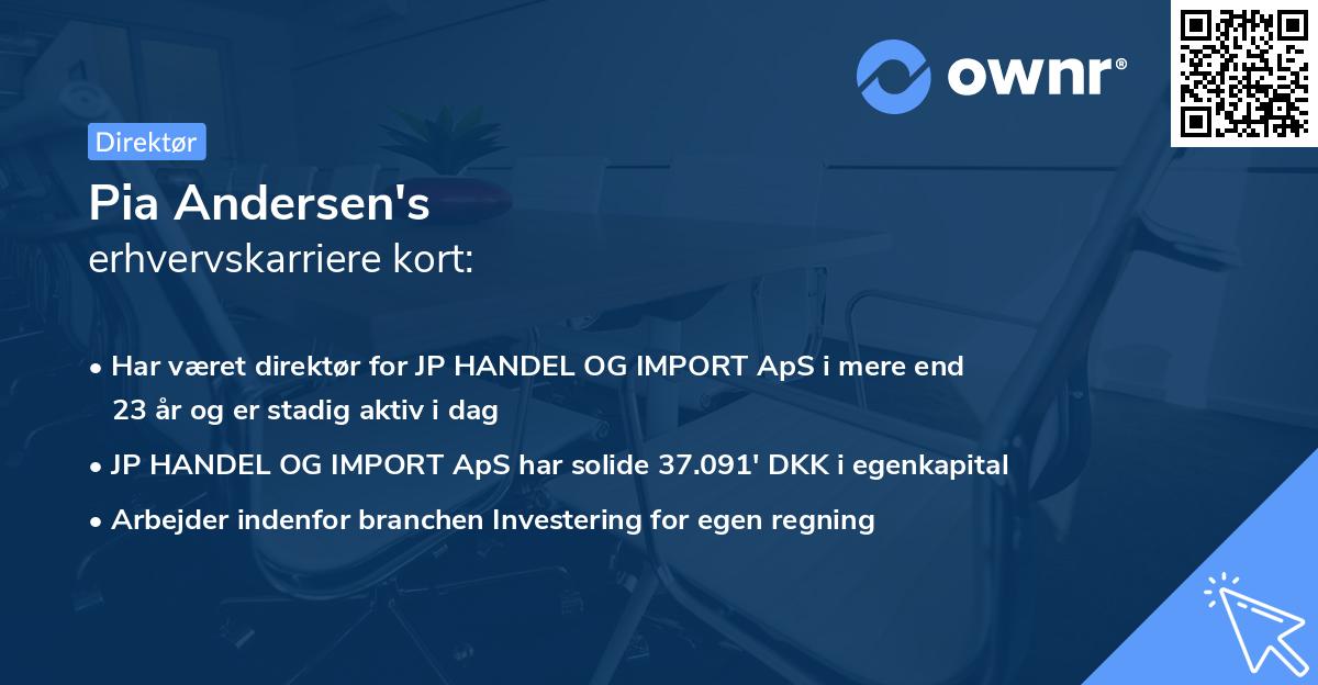 Pia Andersen's erhvervskarriere kort