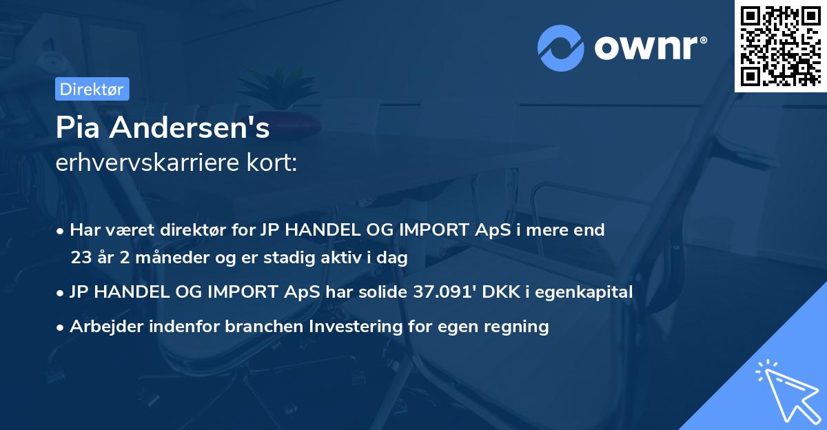 Pia Andersen's erhvervskarriere kort