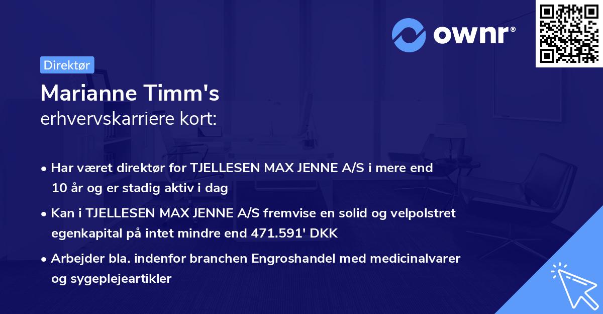 Marianne Timm's erhvervskarriere kort