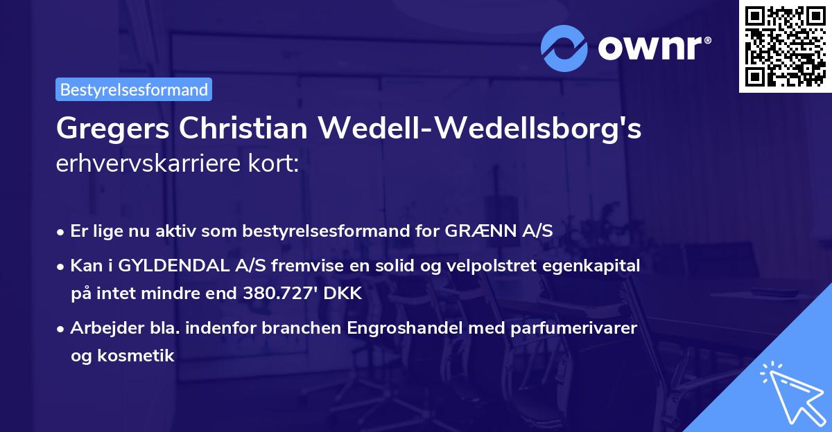 Gregers Christian Wedell-Wedellsborg's erhvervskarriere kort