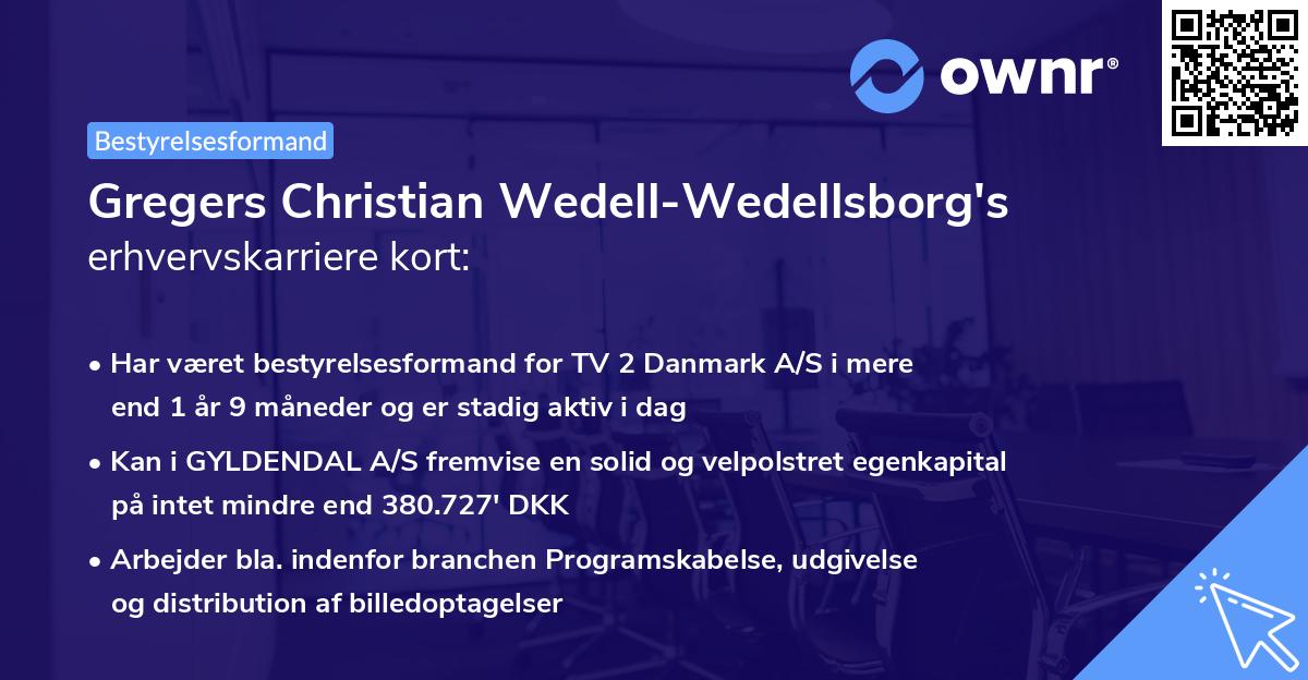 Gregers Christian Wedell-Wedellsborg's erhvervskarriere kort