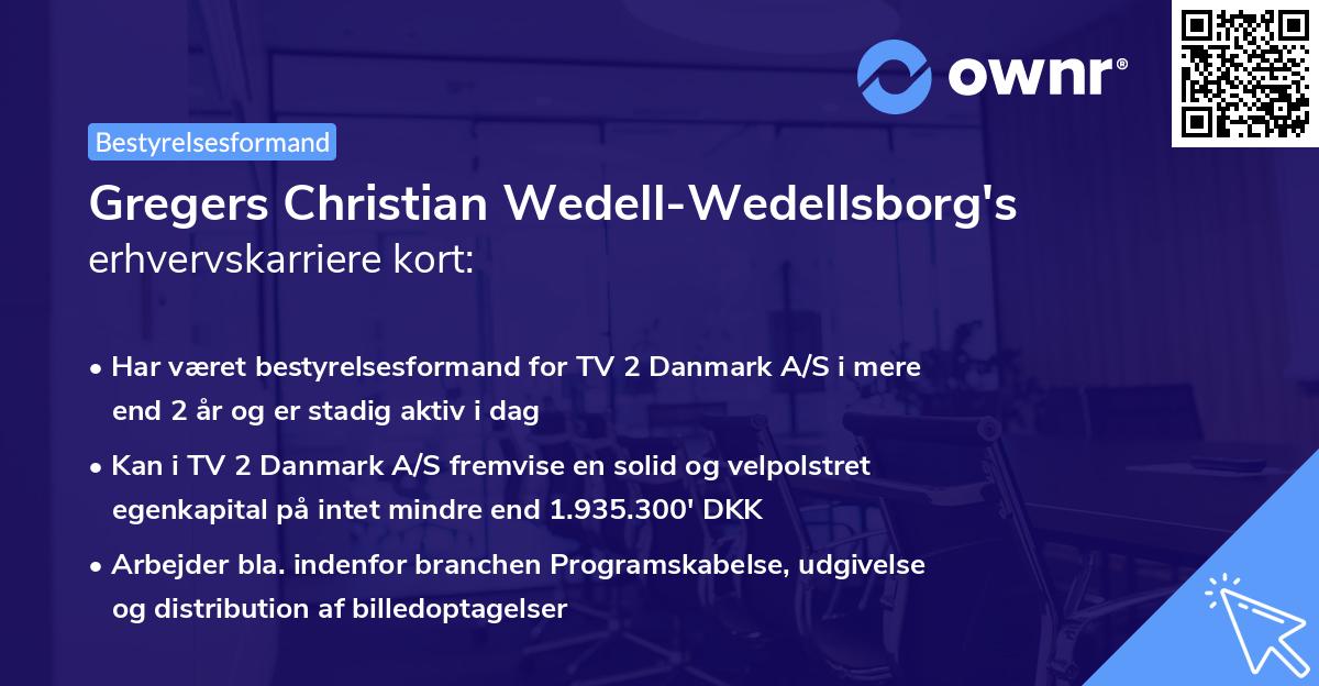 Gregers Christian Wedell-Wedellsborg's erhvervskarriere kort