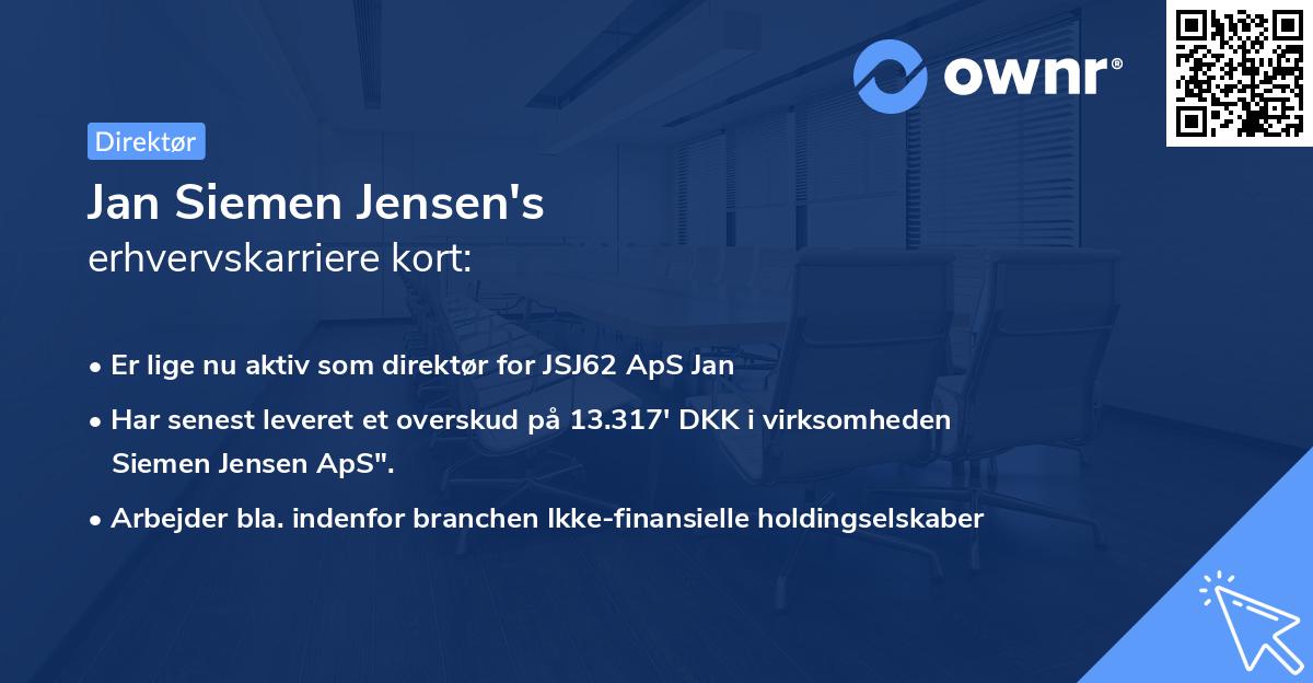 Jan Siemen Jensen's erhvervskarriere kort