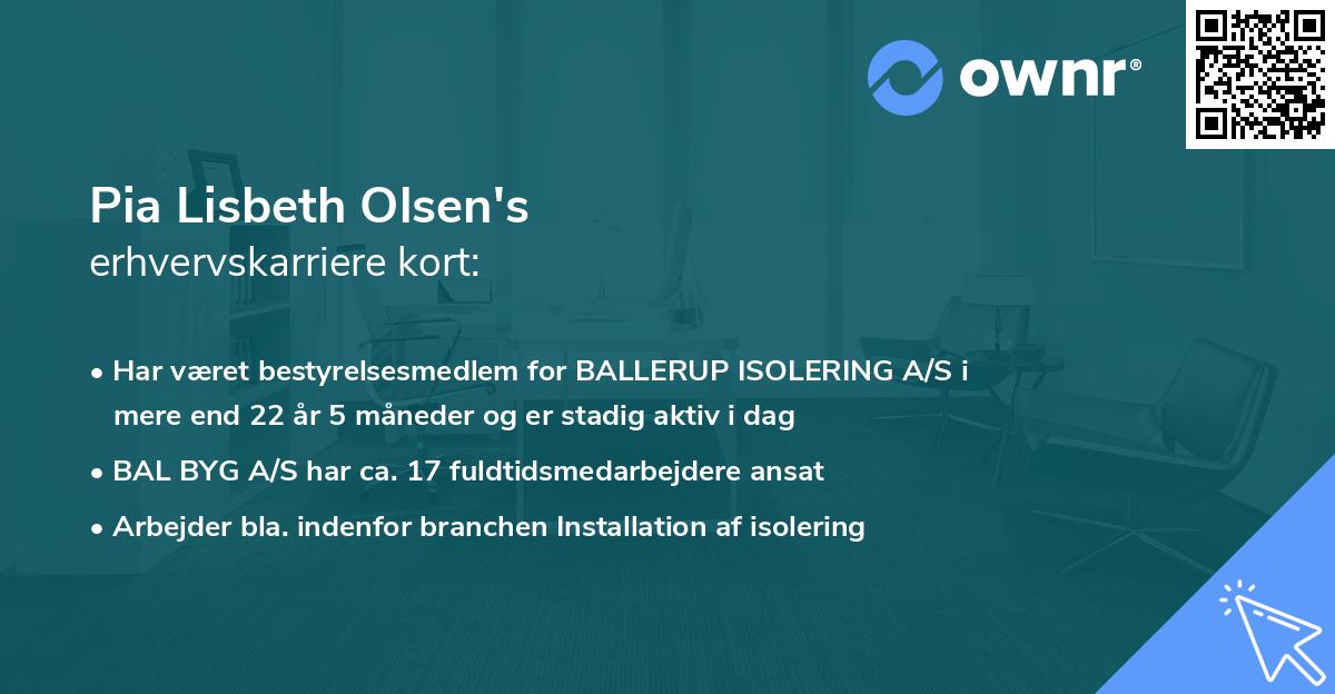 Pia Lisbeth Olsen's erhvervskarriere kort