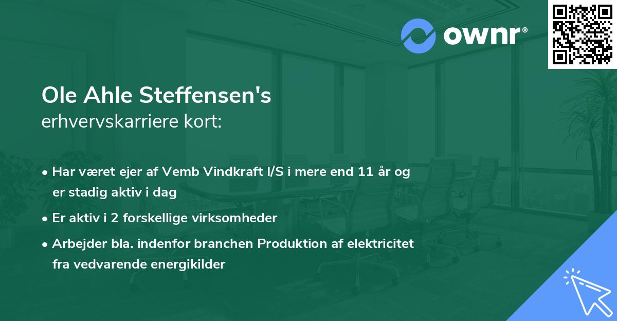 Ole Ahle Steffensen's erhvervskarriere kort