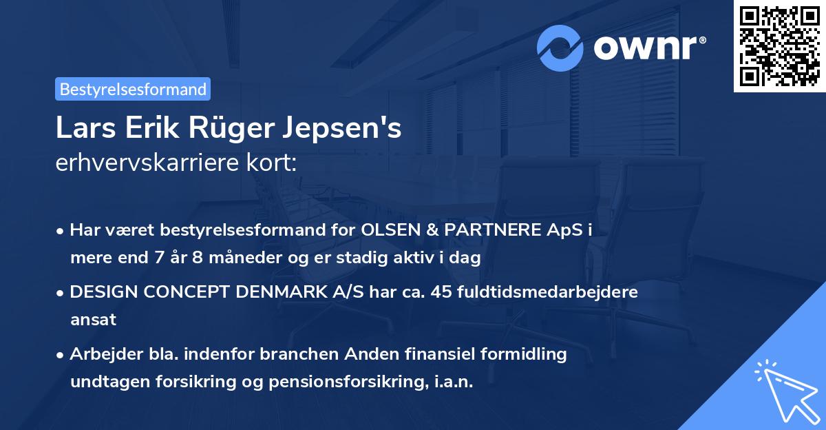 Lars Erik Rüger Jepsen's erhvervskarriere kort