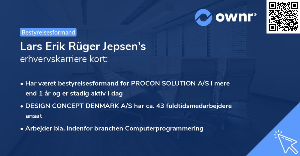 Lars Erik Rüger Jepsen's erhvervskarriere kort