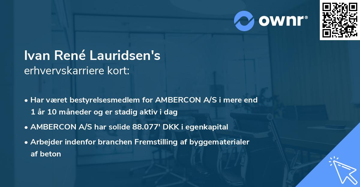 Ivan René Lauridsen's erhvervskarriere kort
