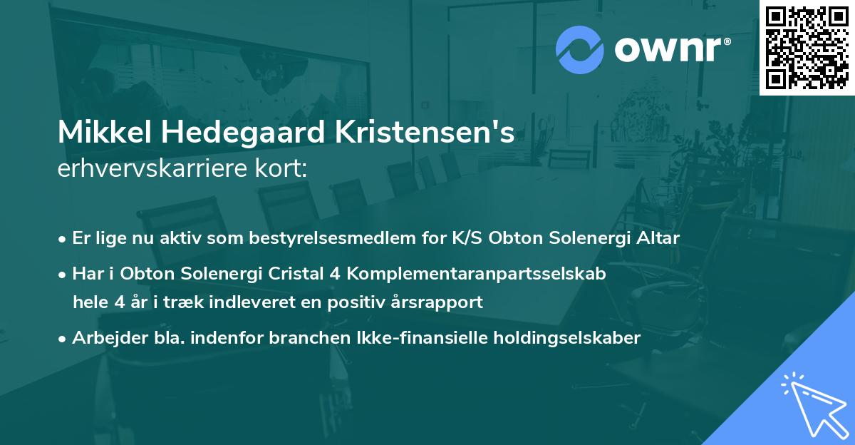 Mikkel Hedegaard Kristensen's erhvervskarriere kort