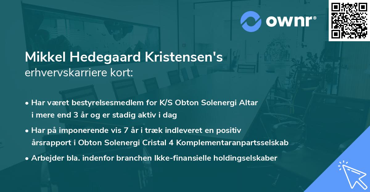 Mikkel Hedegaard Kristensen's erhvervskarriere kort