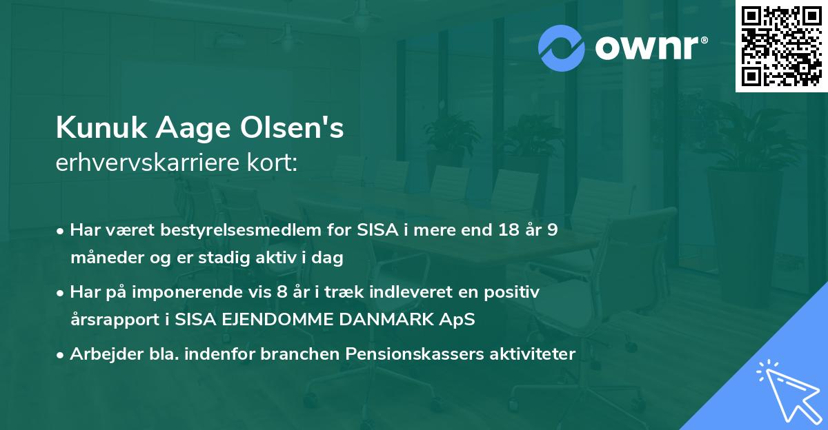 Kunuk Aage Olsen's erhvervskarriere kort