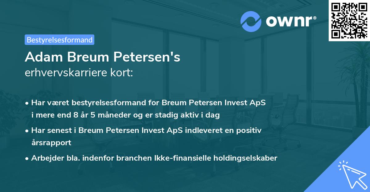Adam Breum Petersen's erhvervskarriere kort
