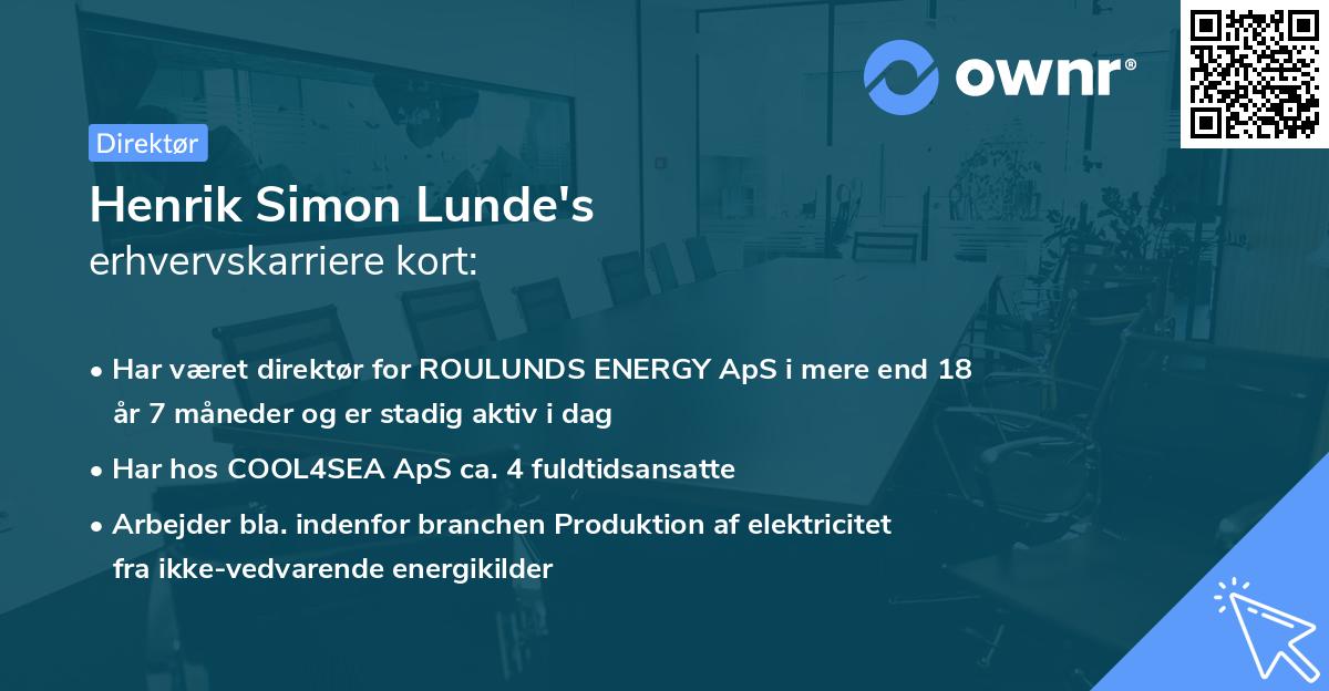Henrik Simon Lunde's erhvervskarriere kort