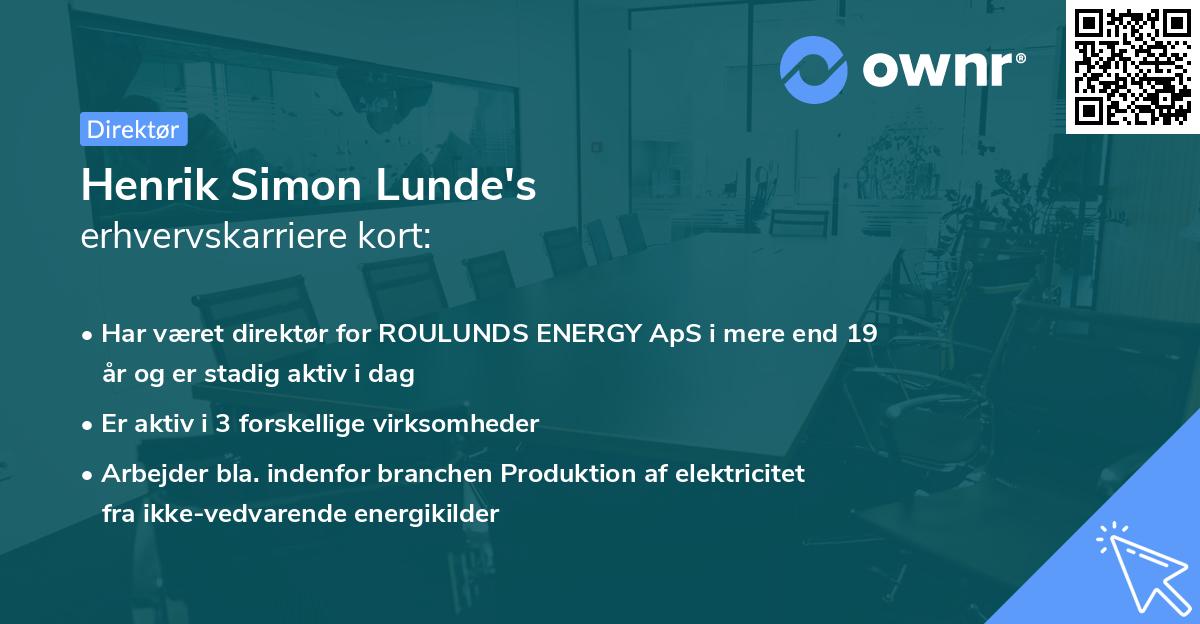 Henrik Simon Lunde's erhvervskarriere kort