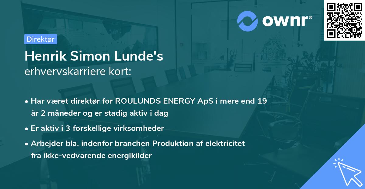 Henrik Simon Lunde's erhvervskarriere kort