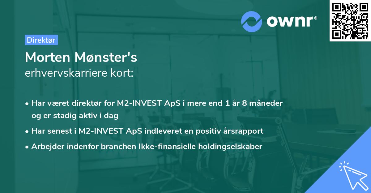 Morten Mønster's erhvervskarriere kort