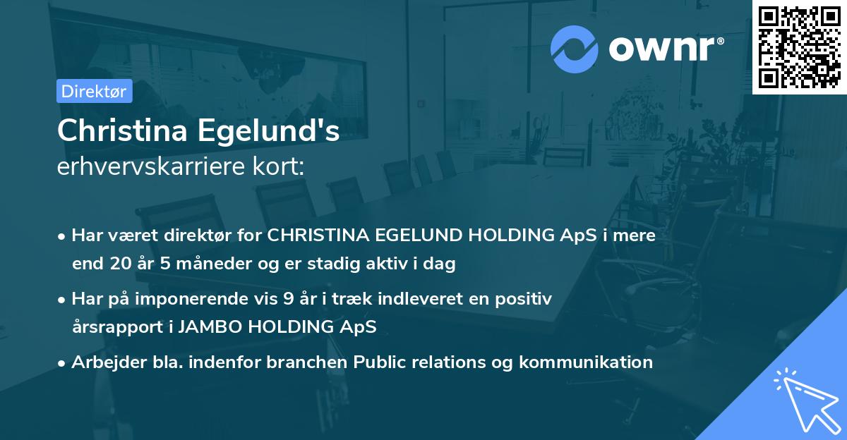 Christina Egelund's erhvervskarriere kort