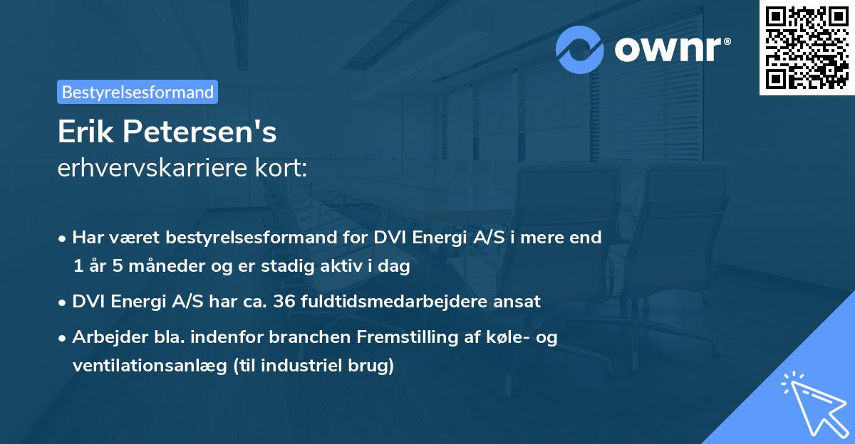 Erik Petersen's erhvervskarriere kort