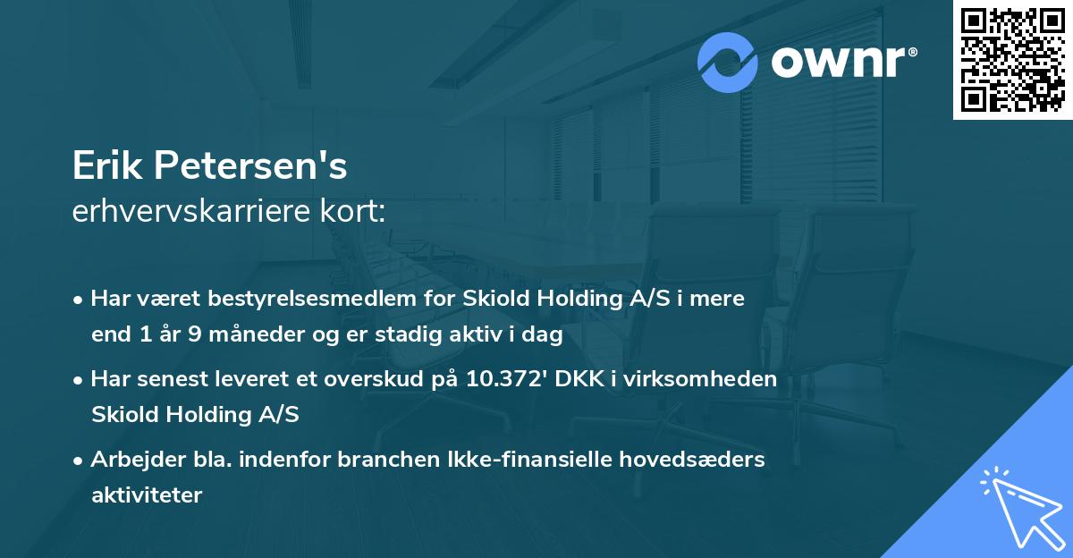 Erik Petersen's erhvervskarriere kort