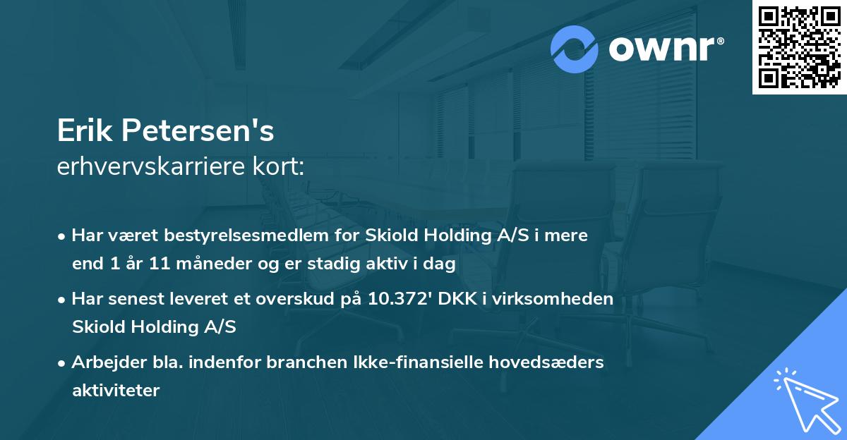 Erik Petersen's erhvervskarriere kort