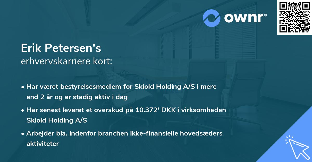 Erik Petersen's erhvervskarriere kort