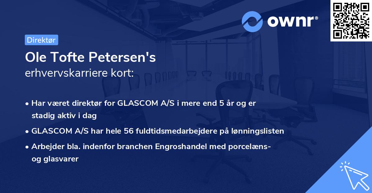 Ole Tofte Petersen's erhvervskarriere kort
