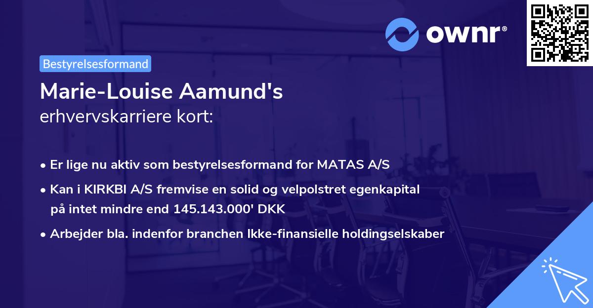 Marie-Louise Aamund's erhvervskarriere kort