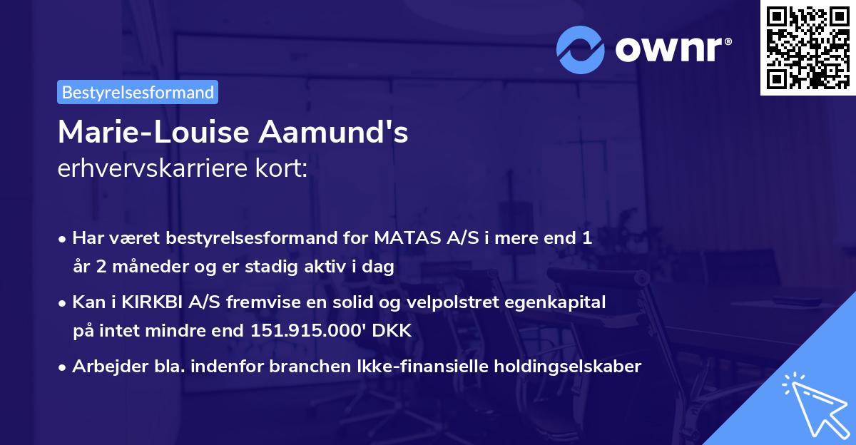 Marie-Louise Aamund's erhvervskarriere kort