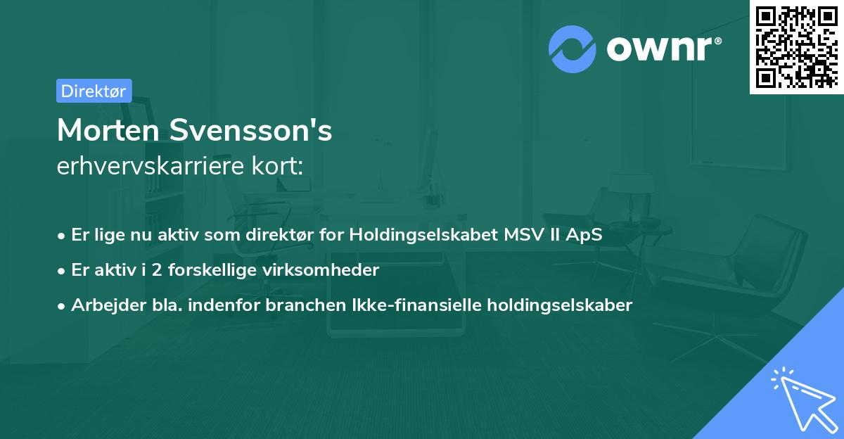 Morten Svensson's erhvervskarriere kort