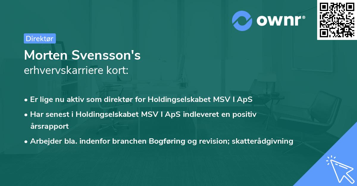 Morten Svensson's erhvervskarriere kort