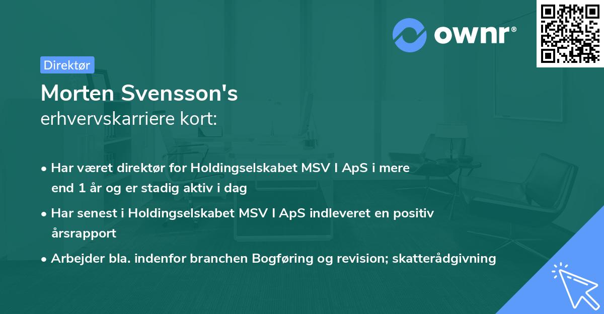 Morten Svensson's erhvervskarriere kort